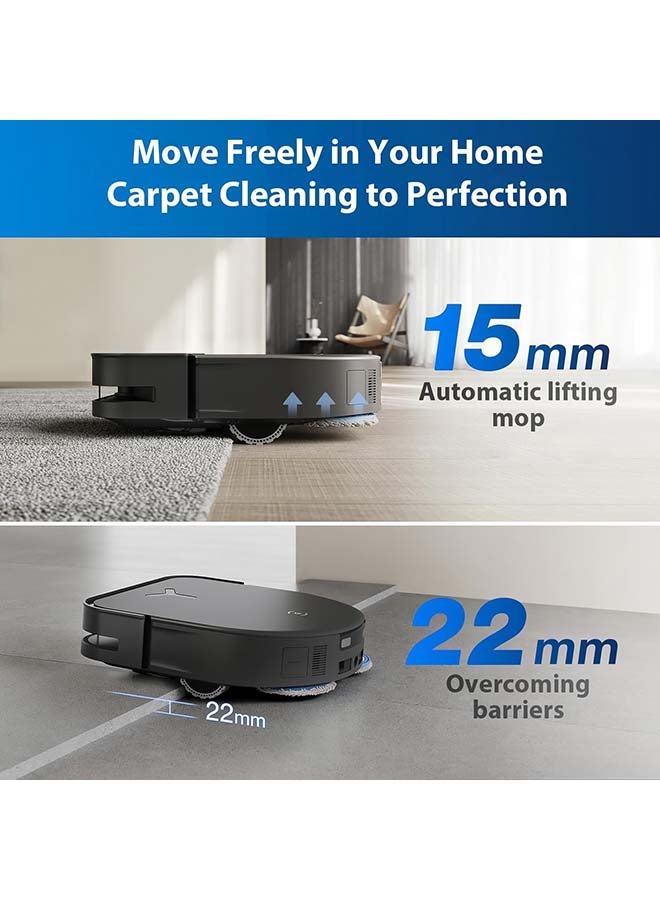 إيكوفاكس المكنسة الكهربائية الروبوتية ECOVACS DEEBOT X5 PRO OMNI بقوة شفط 12800 باسكال ومياه ساخنة تبلغ 70 درجة لغسل الأماكن، مع تقنية عدم التشابك وتقنية TrueEdge  لمسح الحواف، بالإضافة إلى التفريغ الذاتي، والقدرة على القيام برسمٍ ذكيٍ للخرائط Lidar، كما أنها مناسبة للحيوانات الأليفة، مع إمكانية التحكم بها عبر التطبيق أو الصوت، تتوفر المكنسة باللون الأسود. 20 W DDX39-Black - Image 4