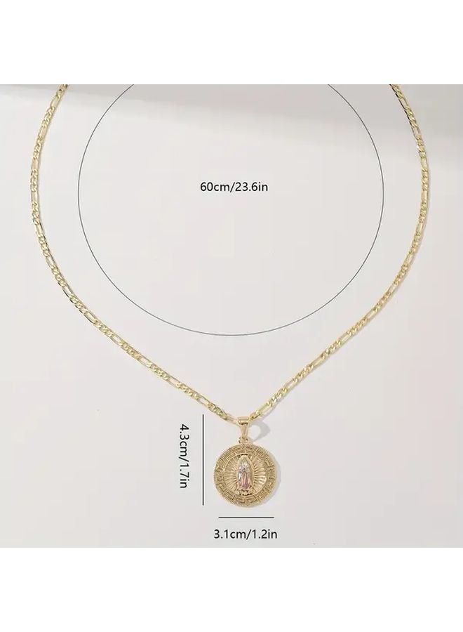Golden Yellow 14K Gold Plated Copper Elegant Necklace 23 62 Inch Round Design Intricate Patterns Perfect Gift - Image 4