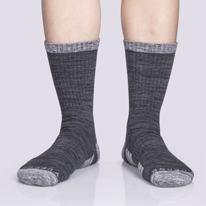 YUEDGE Mens Socks Moisture Wicking Anti-Odor Work Socks Padded Cotton Casual Hiking Athletic Cushioned Crew Socks For Men Size 9-11, Multicolor, 5 Pairs - Image 2