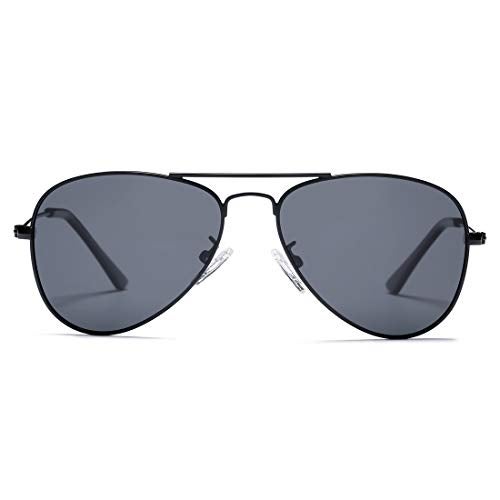 COASION Classic Polarized Small Aviator Sunglasses for Kids Baby Girls Boys Age 2-10 50MM (Black Frame/Grey Lens) - Image 4