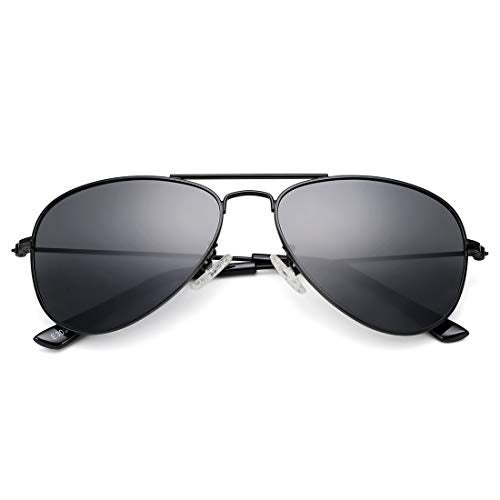 COASION Classic Polarized Small Aviator Sunglasses for Kids Baby Girls Boys Age 2-10 50MM (Black Frame/Grey Lens) - Image 3