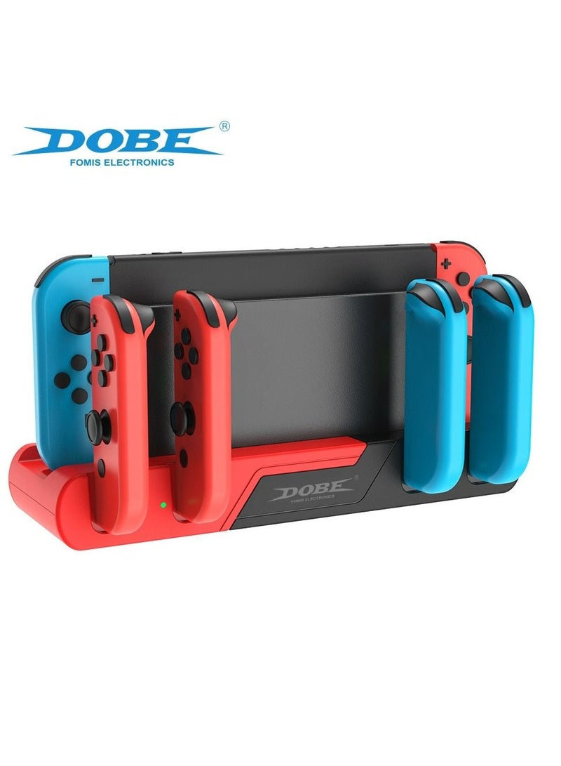 DOBE Fast Power Dock Multifunction 6 in 1 Charging Base For Switch Joypad Handle Joystick Charger Station With USB Port Blue And Red - Image 1