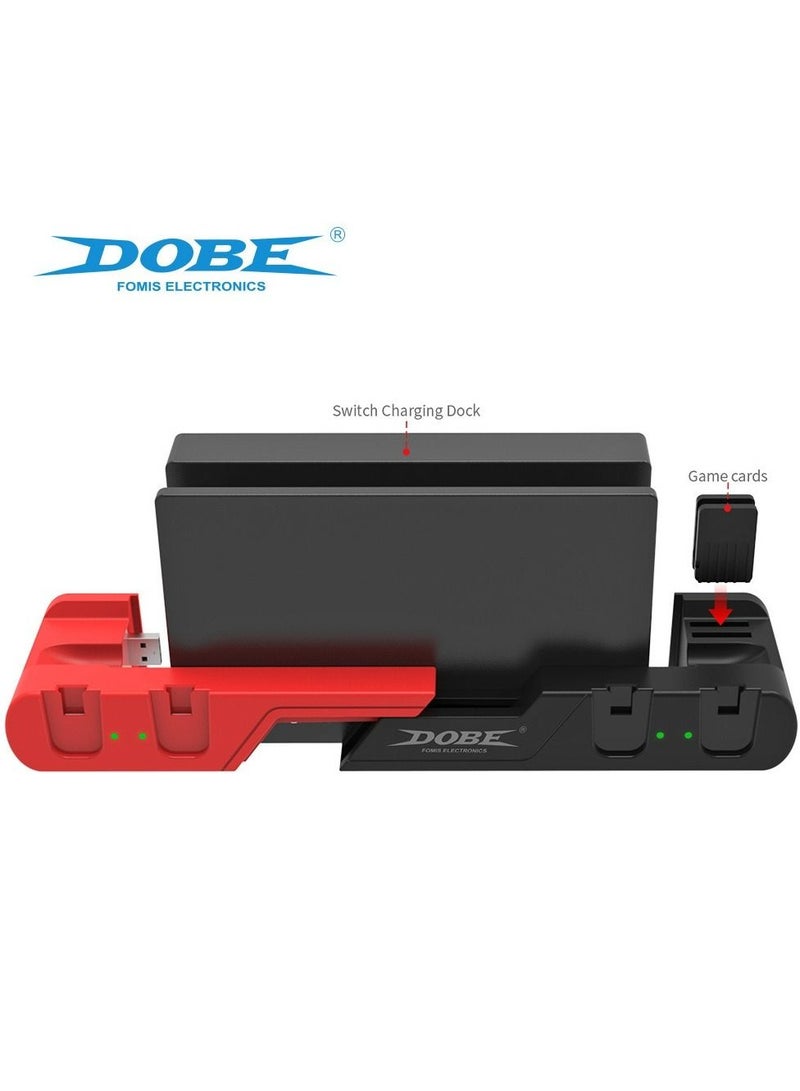 DOBE Fast Power Dock Multifunction 6 in 1 Charging Base For Switch Joypad Handle Joystick Charger Station With USB Port Blue And Red - Image 4