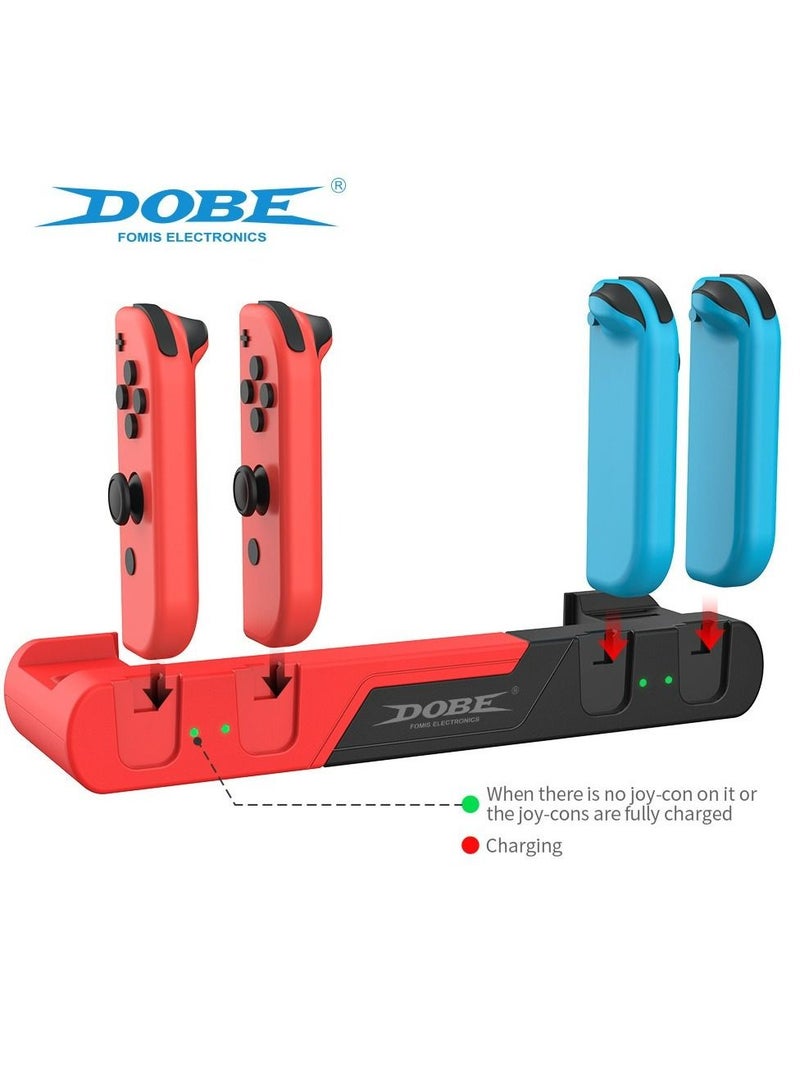 DOBE Fast Power Dock Multifunction 6 in 1 Charging Base For Switch Joypad Handle Joystick Charger Station With USB Port Blue And Red - Image 2