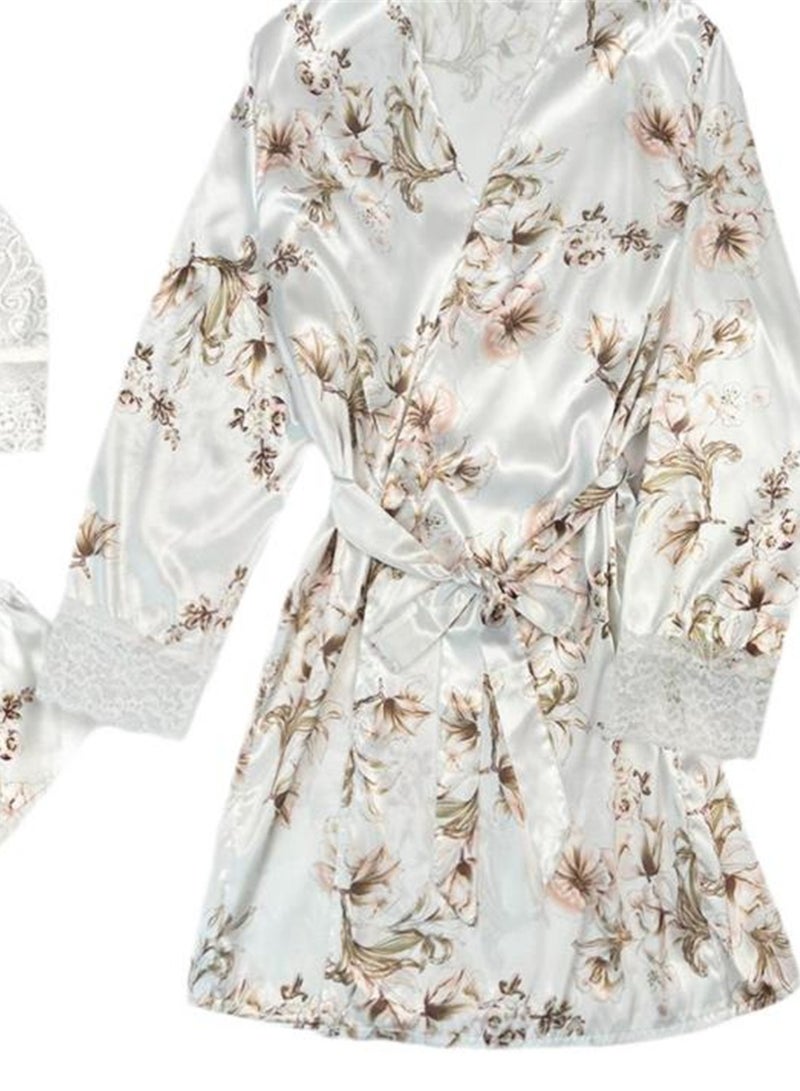 3pcs women's pajamas lace cardigan pajamas set - Image 4