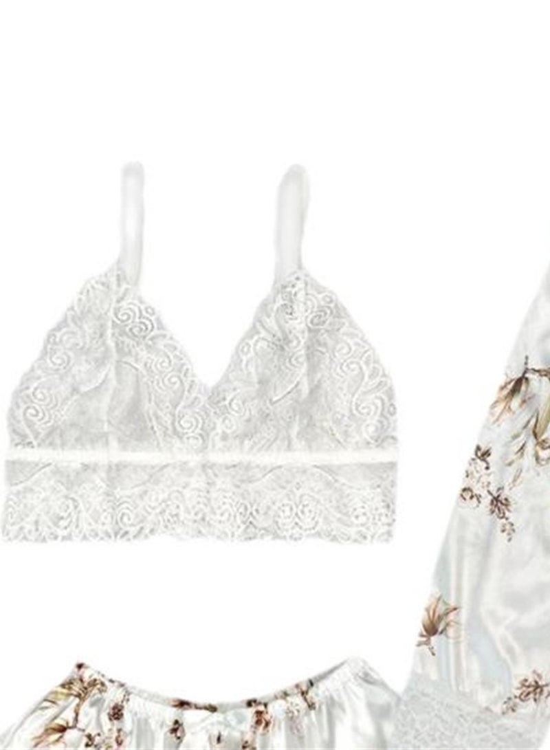 3pcs women's pajamas lace cardigan pajamas set - Image 3