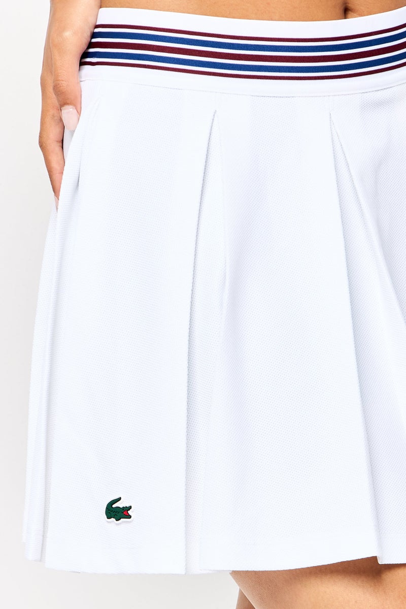 LACOSTE Women Brand Logo Mini Skort, White  - Image 3