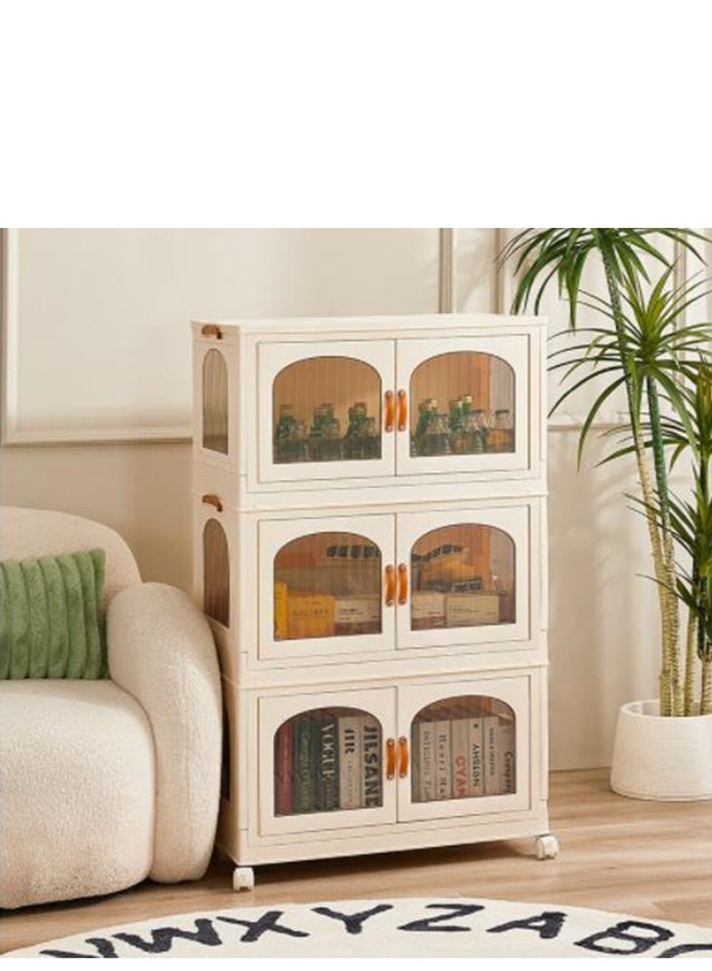 Generic Multifunctional Folding Storage Cabinet, Clothes, Shoes, Hats And Bags Storage Cabinet, Cosmetics Storage Box, Coffee, Milk, Drinks, Snacks Storage Box, 55*32.5*96.5cm, 3 Layer  - Image 1