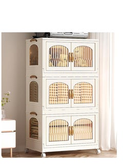 Generic Multifunctional Folding Storage Cabinet, Clothes, Shoes, Hats And Bags Storage Cabinet, Cosmetics Storage Box, Coffee, Milk, Drinks, Snacks Storage Box, 55*32.5*96.5cm, 3 Layer  - Image 4