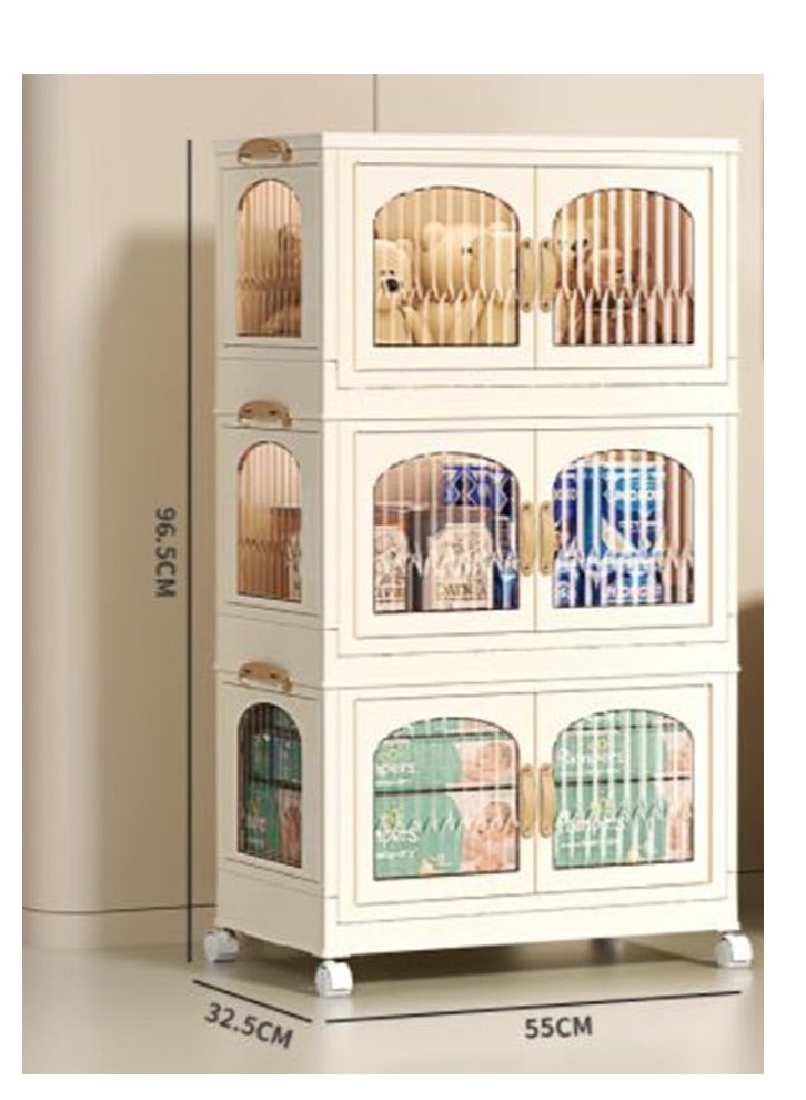 Generic Multifunctional Folding Storage Cabinet, Clothes, Shoes, Hats And Bags Storage Cabinet, Cosmetics Storage Box, Coffee, Milk, Drinks, Snacks Storage Box, 55*32.5*96.5cm, 3 Layer  - Image 3