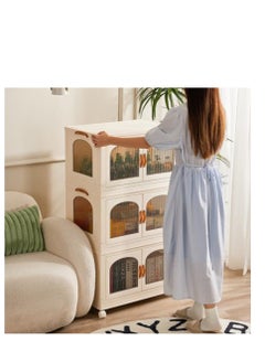 Generic Multifunctional Folding Storage Cabinet, Clothes, Shoes, Hats And Bags Storage Cabinet, Cosmetics Storage Box, Coffee, Milk, Drinks, Snacks Storage Box, 55*32.5*96.5cm, 3 Layer  - Image 2