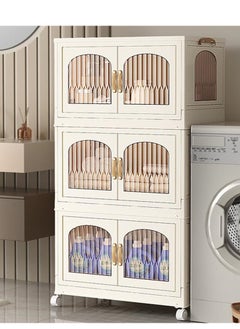 Generic Multifunctional Folding Storage Cabinet, Clothes, Shoes, Hats And Bags Storage Cabinet, Cosmetics Storage Box, Coffee, Milk, Drinks, Snacks Storage Box, 55*32.5*96.5cm, 3 Layer  - Image 5