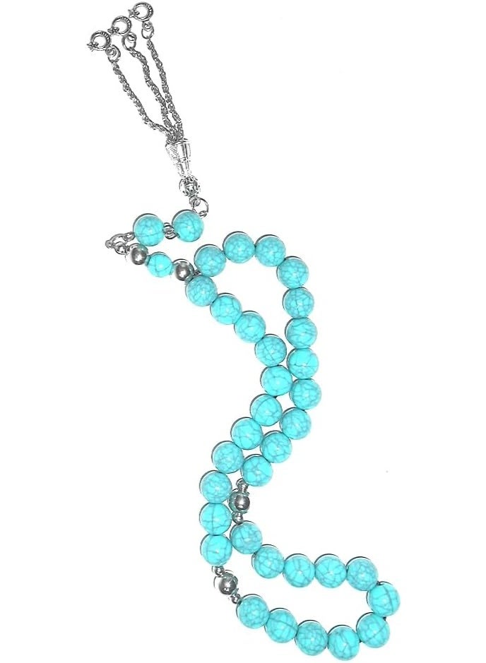 Unique Fayrouz Rosary, 33 Beads (8mm), with Metal Separators, Meditation & Positivity Gift with Gift Bag - Image 1