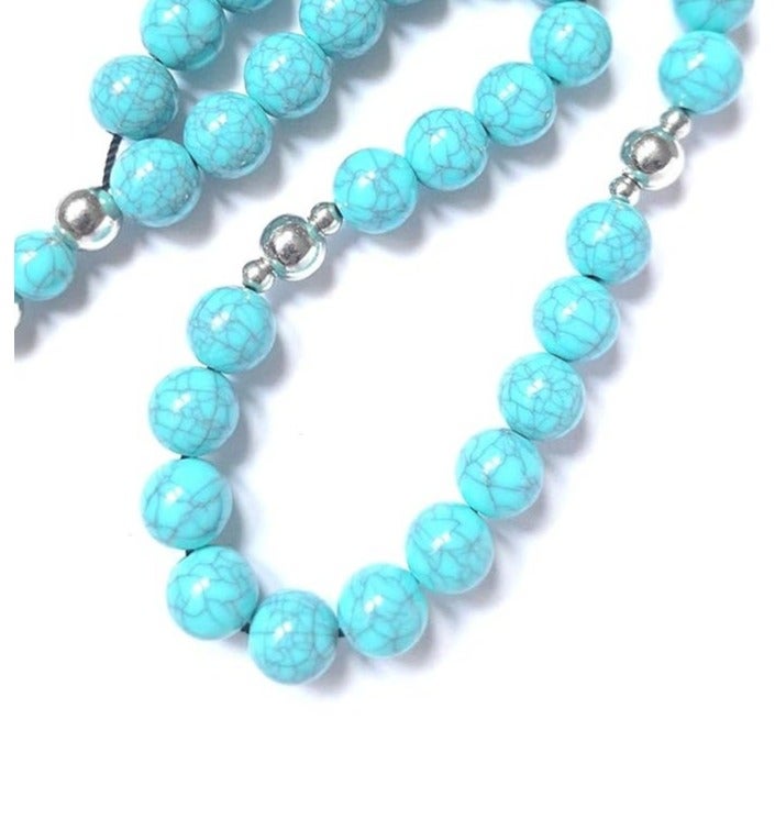 Unique Fayrouz Rosary, 33 Beads (8mm), with Metal Separators, Meditation & Positivity Gift with Gift Bag - Image 3