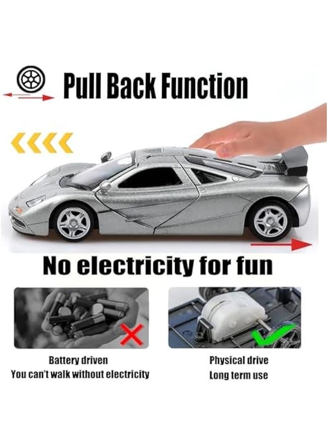 1/36 Scale Mclaren F1 1994 Diecast Cars Models,Pull Back Vehicles Mclaren Toy Cars,Cars Gifts for Boys Girls Silver - Image 4