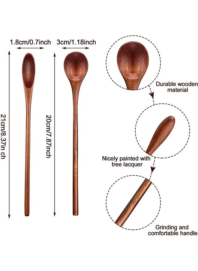Generic 4-Piece Wooden Coffee Spoons, Wooden Mixing Spoon 20cm Long Handle, Wooden Teaspoon for Kitchen Stirring  - Image 2
