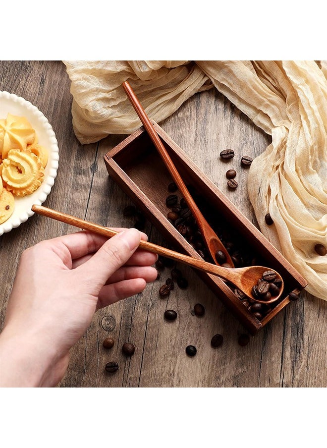 Generic 4-Piece Wooden Coffee Spoons, Wooden Mixing Spoon 20cm Long Handle, Wooden Teaspoon for Kitchen Stirring  - Image 4