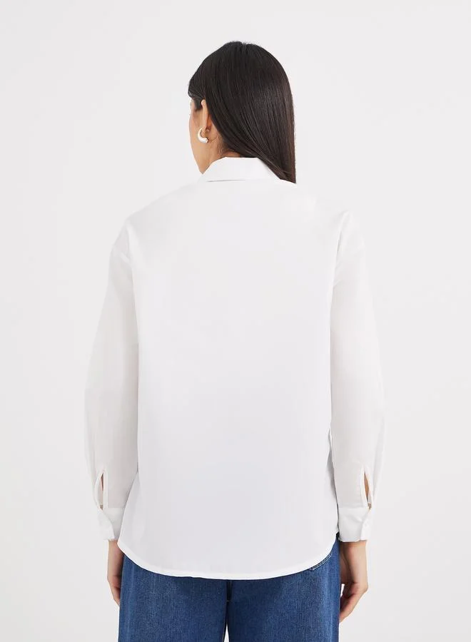 Styli Styli Contrast Zipper Oversized Long Sleeve Shirt