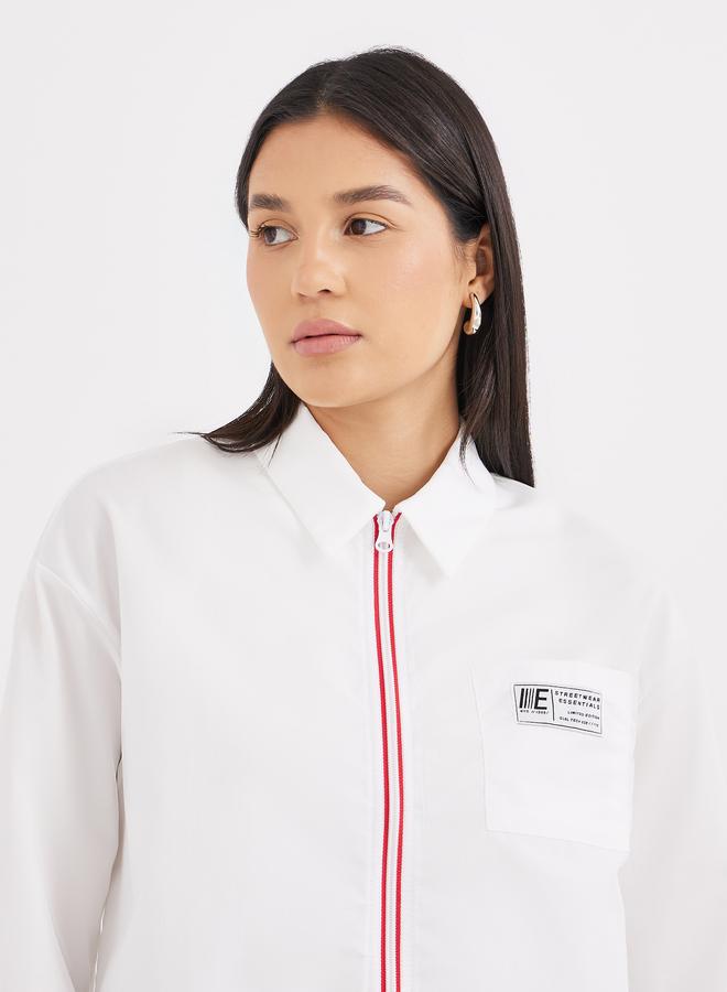 Styli Contrast Zipper Oversized Long Sleeve Shirt - Image 4