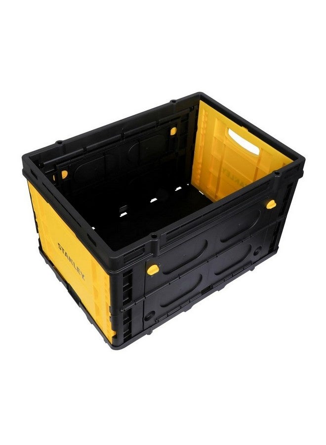 Stanley Heavy Duty Multipurpose Utility Plastic Folding Basket with Lid Black and Yellow 33 x 33 x 56.9 cm SXWT-FB533L PDQ - Image 1