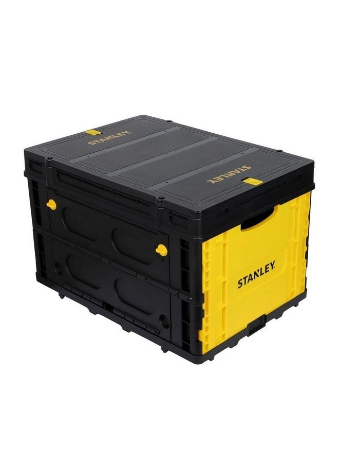 Stanley Heavy Duty Multipurpose Utility Plastic Folding Basket with Lid Black and Yellow 33 x 33 x 56.9 cm SXWT-FB533L PDQ - Image 3