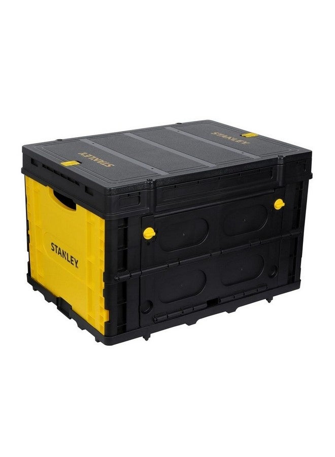 Stanley Heavy Duty Multipurpose Utility Plastic Folding Basket with Lid Black and Yellow 33 x 33 x 56.9 cm SXWT-FB533L PDQ - Image 2