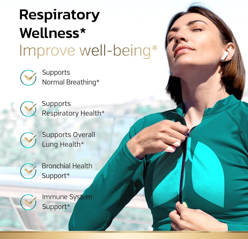 Sunergetic مكمل سونيرجيتيك بريميوم لدعم صحة الرئة  تطهير الرئة  مكمل ديتوكس مع ورق المولين NAC بروميلين  بوسويليا  صيغة صحة الرئة للتنفس  صحة الشعب الهوائية  60 كبسولة - Image 4