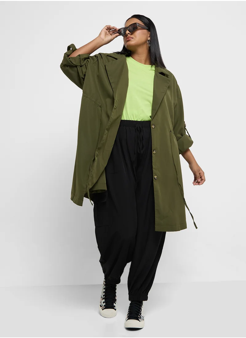 Ginger Plus Belted Lapel Collar Coat