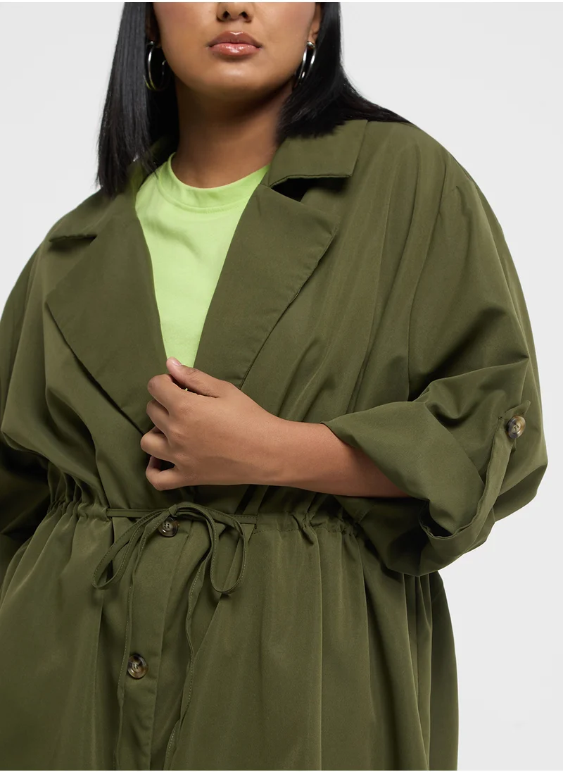 Ginger Plus Belted Lapel Collar Coat