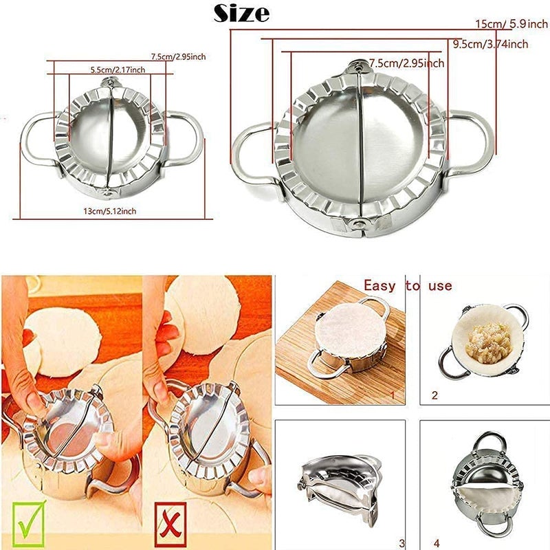 FEDDE 2 Pcs ofStainless Steel Dumpling Maker Momos Maker Dough Press Mould Wrapper Dough Cutter for Kitchen Making Tools Size is Same - Image 2