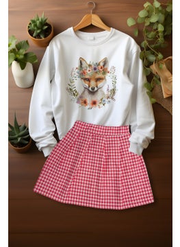 Ada Bebek Çocuk Ada Baby Kids Style Plaid Skirted Cute Patterned Sweat Skirt Set 