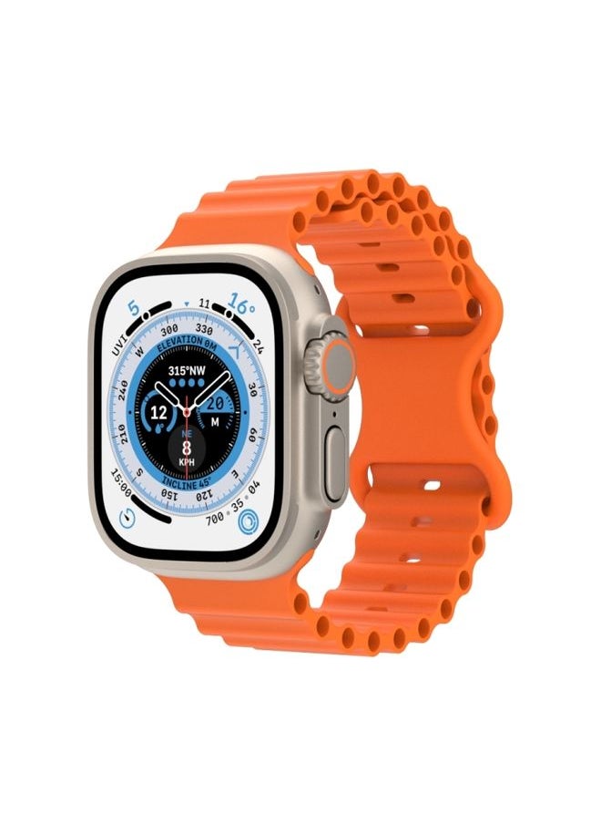 Generic - Replacement Strap Ocean Style Silicone Watch Band For Apple Watch Series 9&8&7 41mm / SE 3&SE 2&6&SE&5&4 40mm / 3&2&1 38mm Orange - Image 1