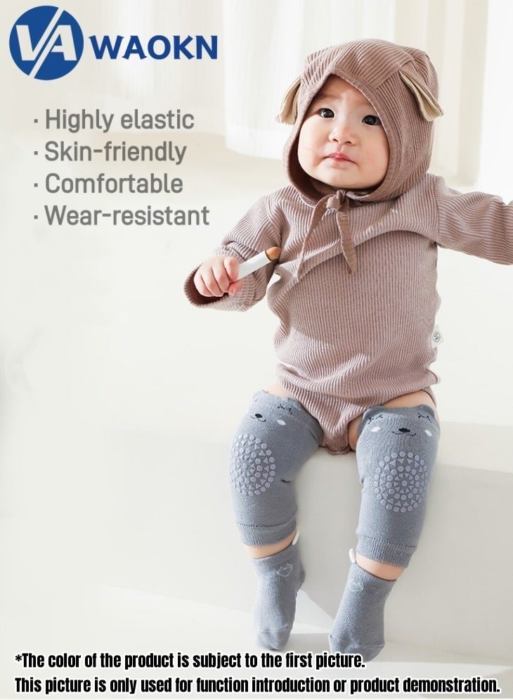 WAOKN 3 Pairs of Baby Knee Pads + 3 Pairs of Non-Slip Cotton Socks for Baby Children Animal Design Baby Crawling  Crawling Knee Pads Baby Crawling Aid  multicoloured - Image 4