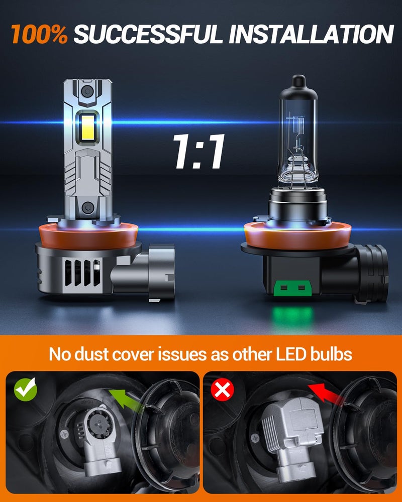 Sealight S2S H11/H8/H9/H16 Light Bulbs  40000Lm Super Brighter  6500K Pure White H11 Fog Bulbs  60K+ Hours Lifespan  2-Pack For Powersports/Atv Lamps - Image 4