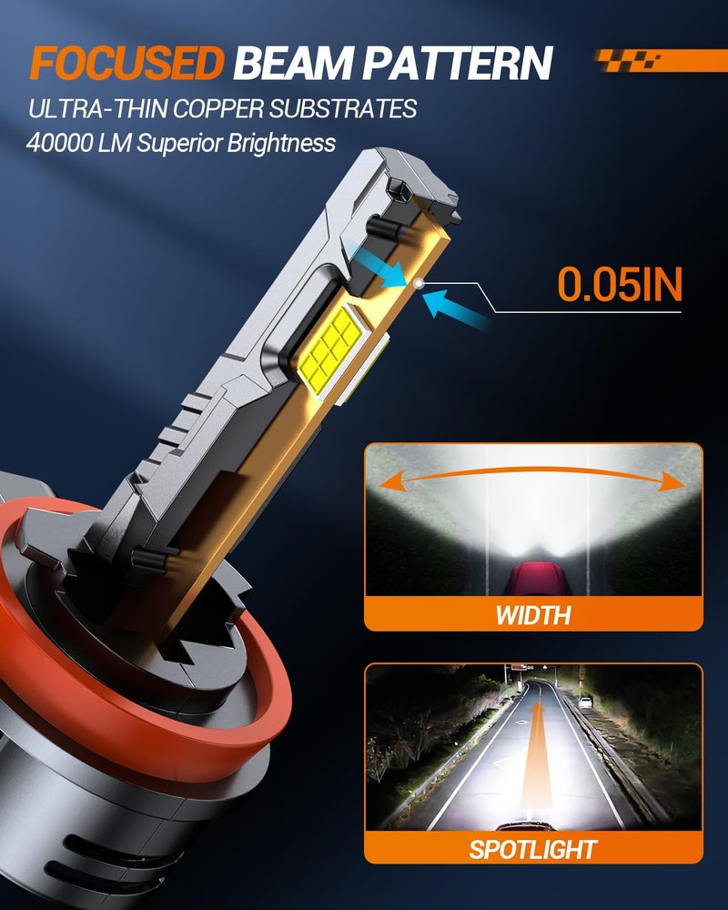 Sealight S2S H11/H8/H9/H16 Light Bulbs  40000Lm Super Brighter  6500K Pure White H11 Fog Bulbs  60K+ Hours Lifespan  2-Pack For Powersports/Atv Lamps - Image 3