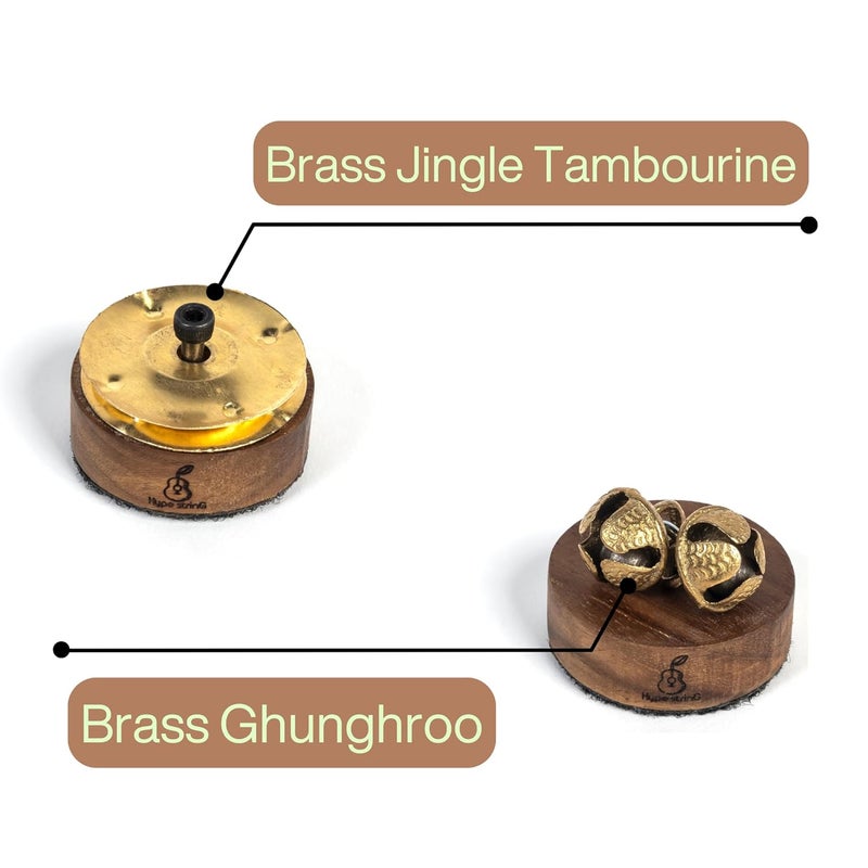 Hype String Cajon Attachments Set of 3 –Teak Wood Percussion Accessories (Jingle, Ghungroo, Claps) - Image 4
