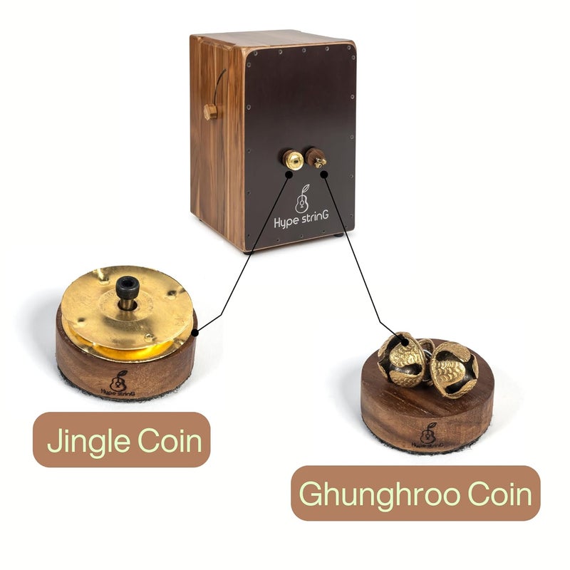 Hype String Cajon Attachments Set of 3 –Teak Wood Percussion Accessories (Jingle, Ghungroo, Claps) - Image 2
