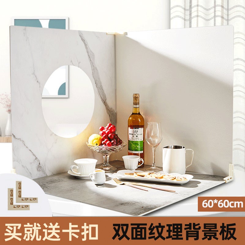 60 * 60Cm Ins Wind Pography Pography Cement Wood Grain Double-Sided Background Board White Double-Sided Board - Image 2