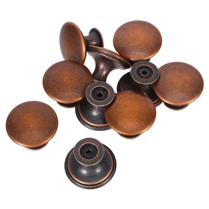 Red Bronze Retro Round Cabinet Pulls Single Hole Kitchen Drawer Handles 10pcs - Image 2
