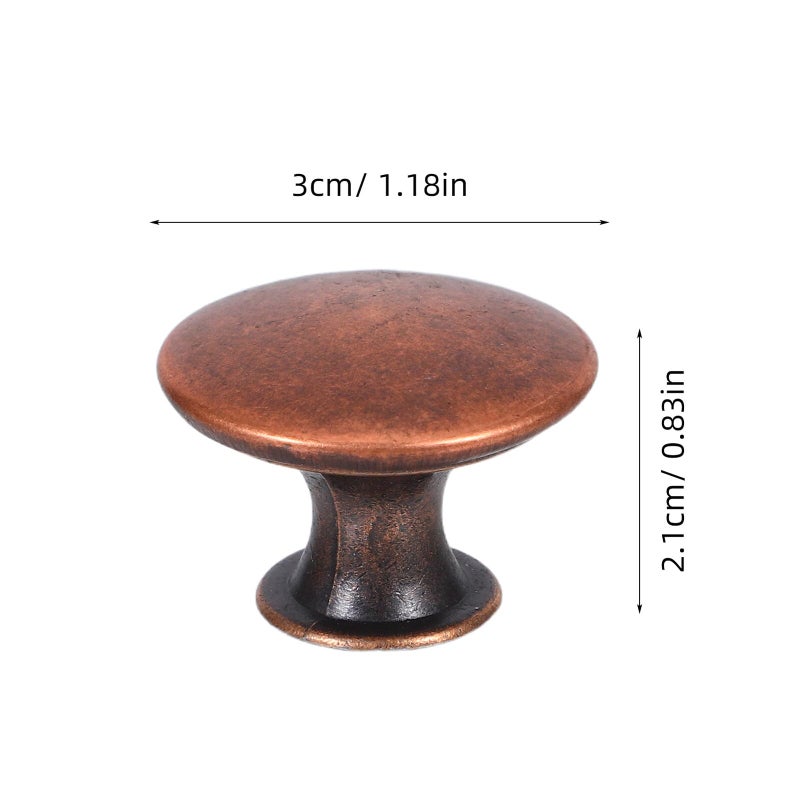 Red Bronze Retro Round Cabinet Pulls Single Hole Kitchen Drawer Handles 10pcs - Image 3