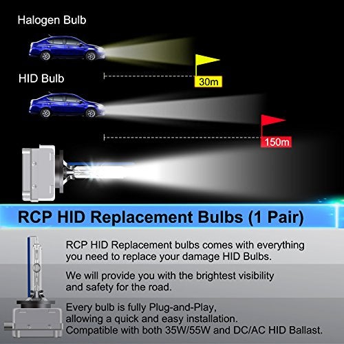 RCP - D1S8 - (A Pair) D1S/ D1R 8000K Xenon HID Replacement Bulb Ice Blue Metal Stents Base Car Lamps Head Lights 35W - Image 3
