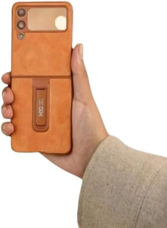 Next Store Leather Back Case Cover Compatible with Samsung Galaxy Z Flip 4 Leather Case Protects Your Phone from Bumps and Scratches (Brown)