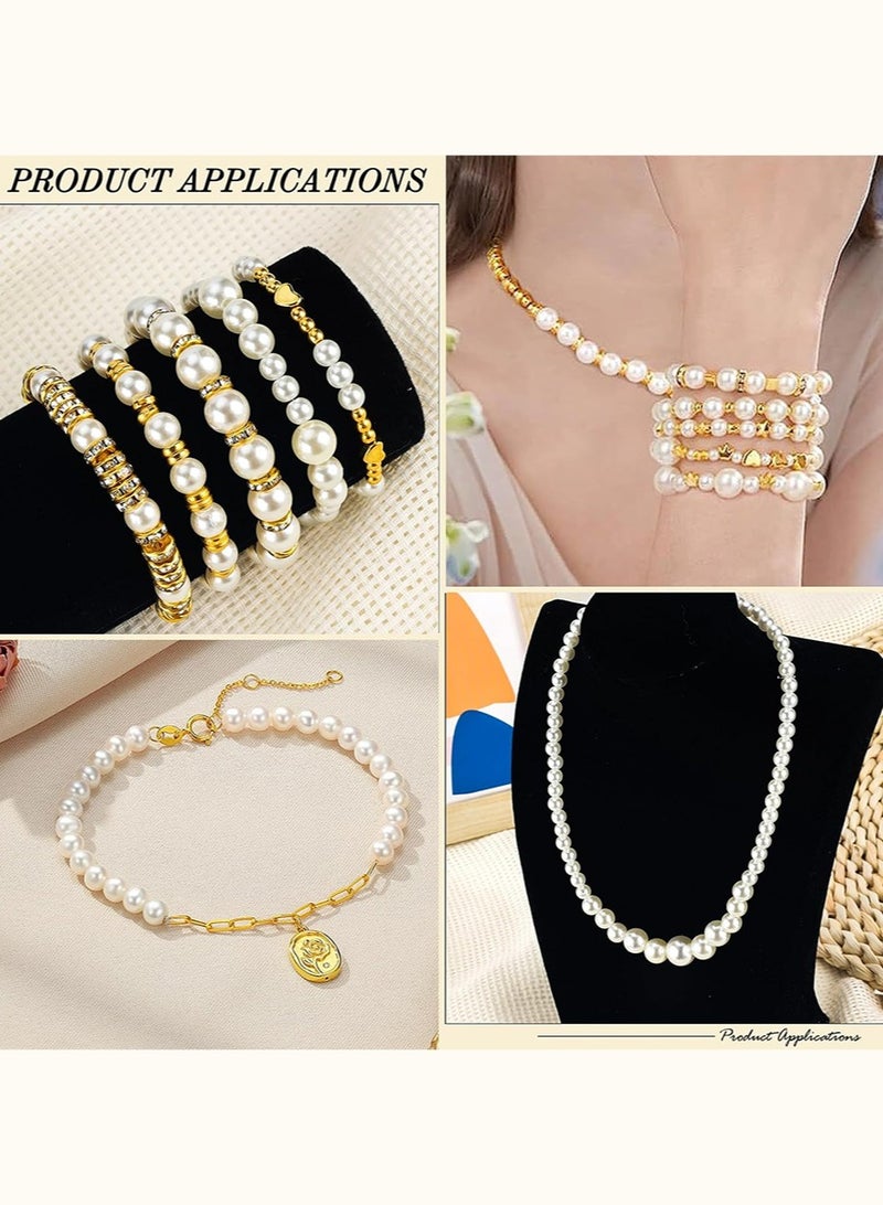 YALONG 970 Pcs Pearl Beads for Bracelets Jewelry Making Kit, Pearls and Gold Spacer Beads for Jewelry Making Bracelets Making Kit for Adults Round Beads for Friendship Bracelets DIY Bracelet  Arts Crafts - Image 3