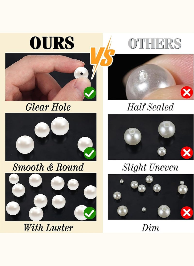 YALONG 970 Pcs Pearl Beads for Bracelets Jewelry Making Kit, Pearls and Gold Spacer Beads for Jewelry Making Bracelets Making Kit for Adults Round Beads for Friendship Bracelets DIY Bracelet  Arts Crafts - Image 5