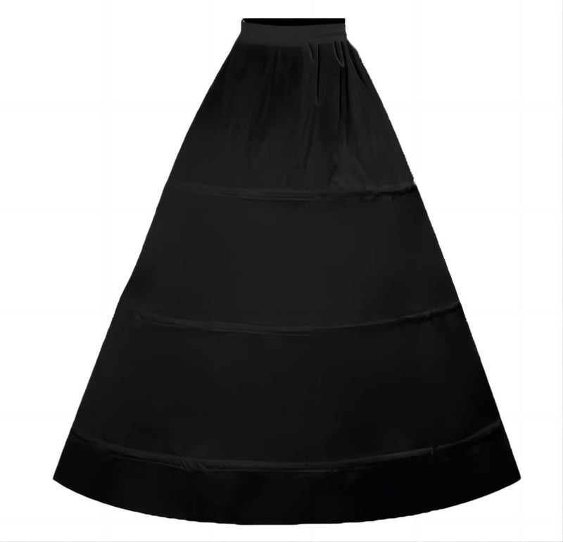 RULTA Women's Black Crinoline Petticoat Skirt A-line 3-Hoop underskirt suitable for wedding ball dresses bridal Slips Skirt (US, One Size, Black) - Image 1