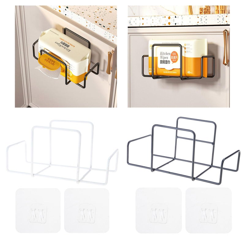 White Iron Wet Wipe Dispenser Space Saving Holder For Kitchen Bathroom And Office Desk - Image 3