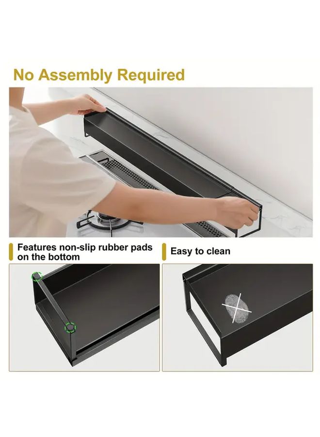 Retractable White Kitchen Spice Rack Adjustable Length Metal Gas Stove Splash Guard Thickened Heat Resistant Design Utility Racks - Image 5