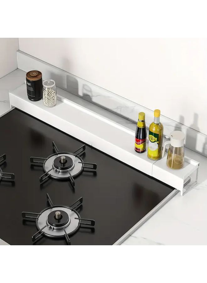 Retractable White Kitchen Spice Rack Adjustable Length Metal Gas Stove Splash Guard Thickened Heat Resistant Design Utility Racks - Image 2