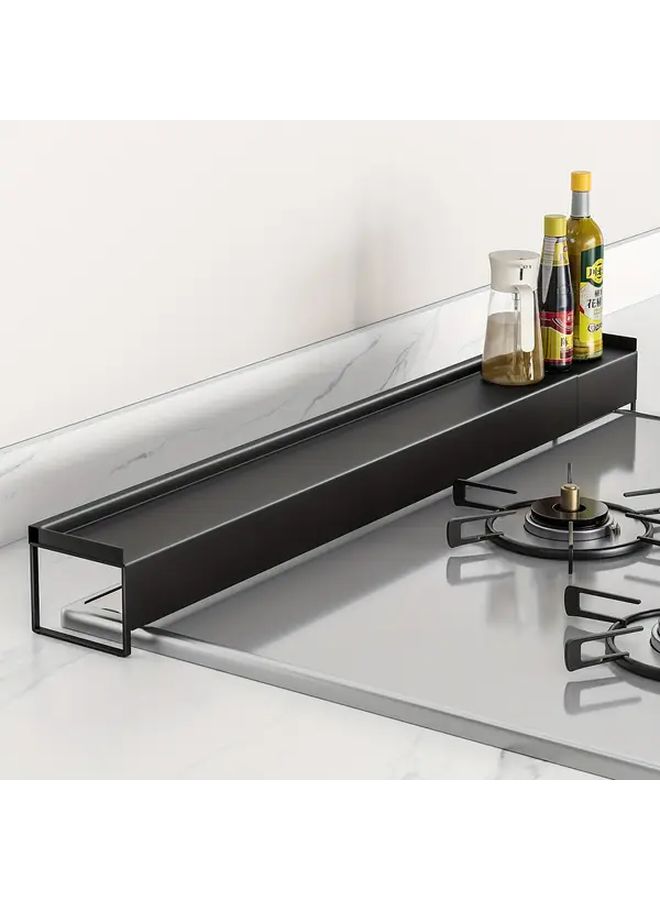 Retractable White Kitchen Spice Rack Adjustable Length Metal Gas Stove Splash Guard Thickened Heat Resistant Design Utility Racks - Image 1