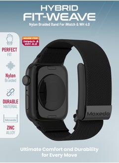 Moxedo Moxedo Hybrid Fit-Weave Nylon Braided Band Adjustable Replacement Strap Compatible for iWatch and Whoop 4.0 Wearable Health and Fitness Tracker - Black  - Image 5